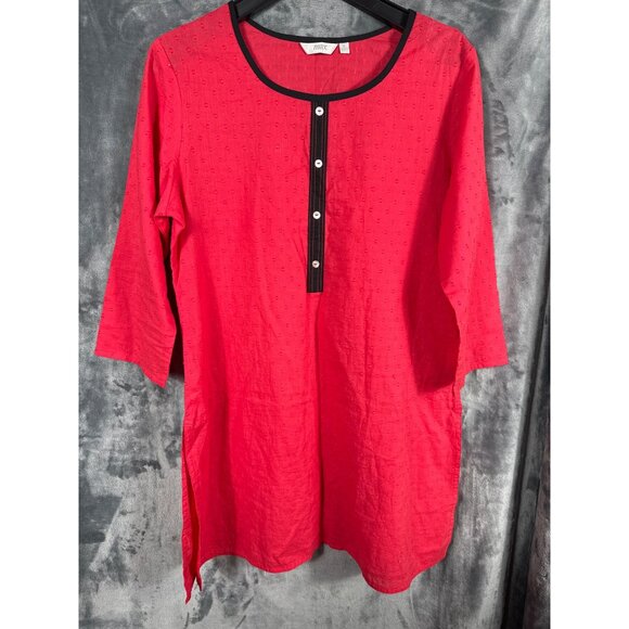 Max Red Dotted Tunic Top With Black Trim & Button Placket XL - Picture 3 of 8